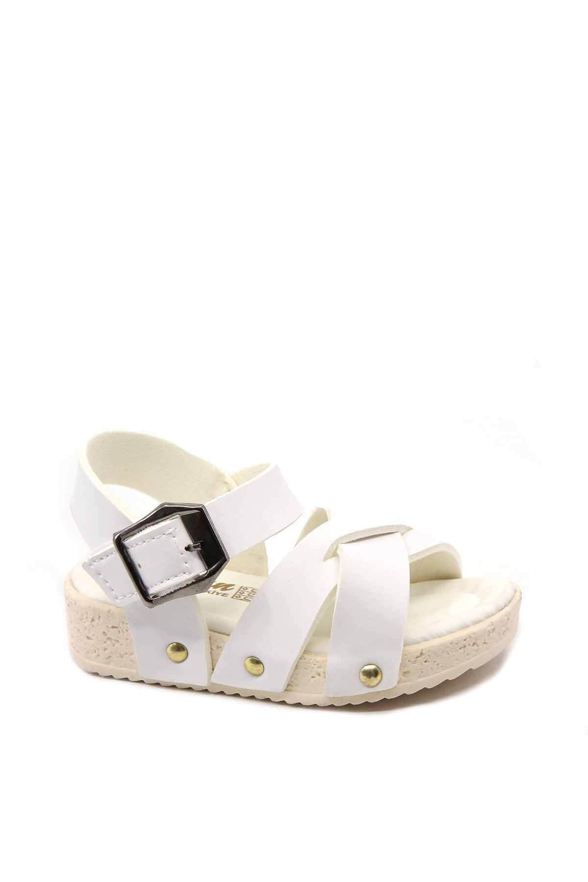 Çocuk Çapraz Bantlı Sandalet 22-25 BEYAZ