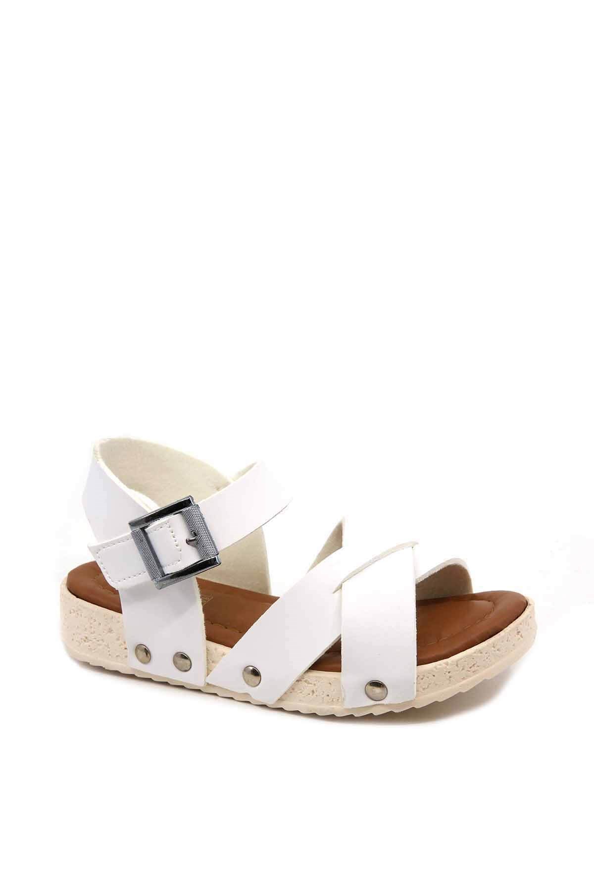 Çocuk Çapraz Bantlı Sandalet 26-29 BEYAZ
