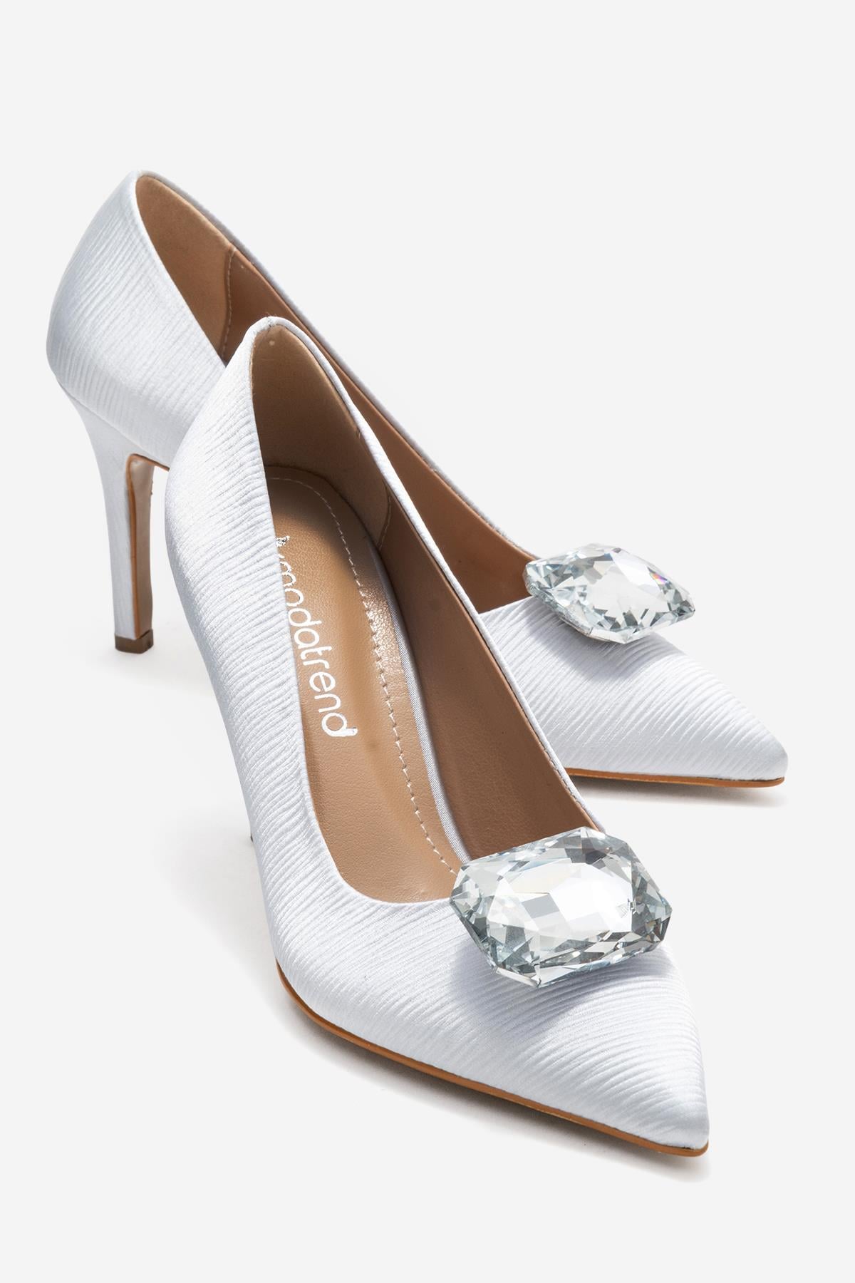 Elmas Taşlı Kadın Stiletto Ayakkabı GÜMÜŞ