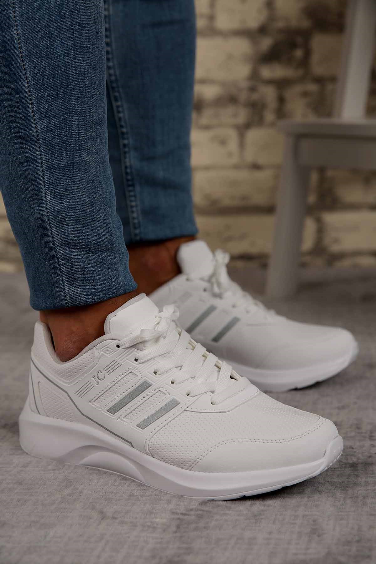 Erkek 2 Bantlı Spor Ayakkabı BEYAZ GÜMÜŞ