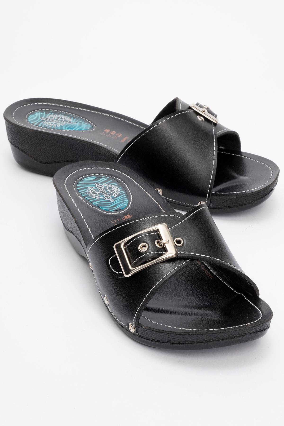 Erkek 2 Toka Kemerli Terlik SİYAH