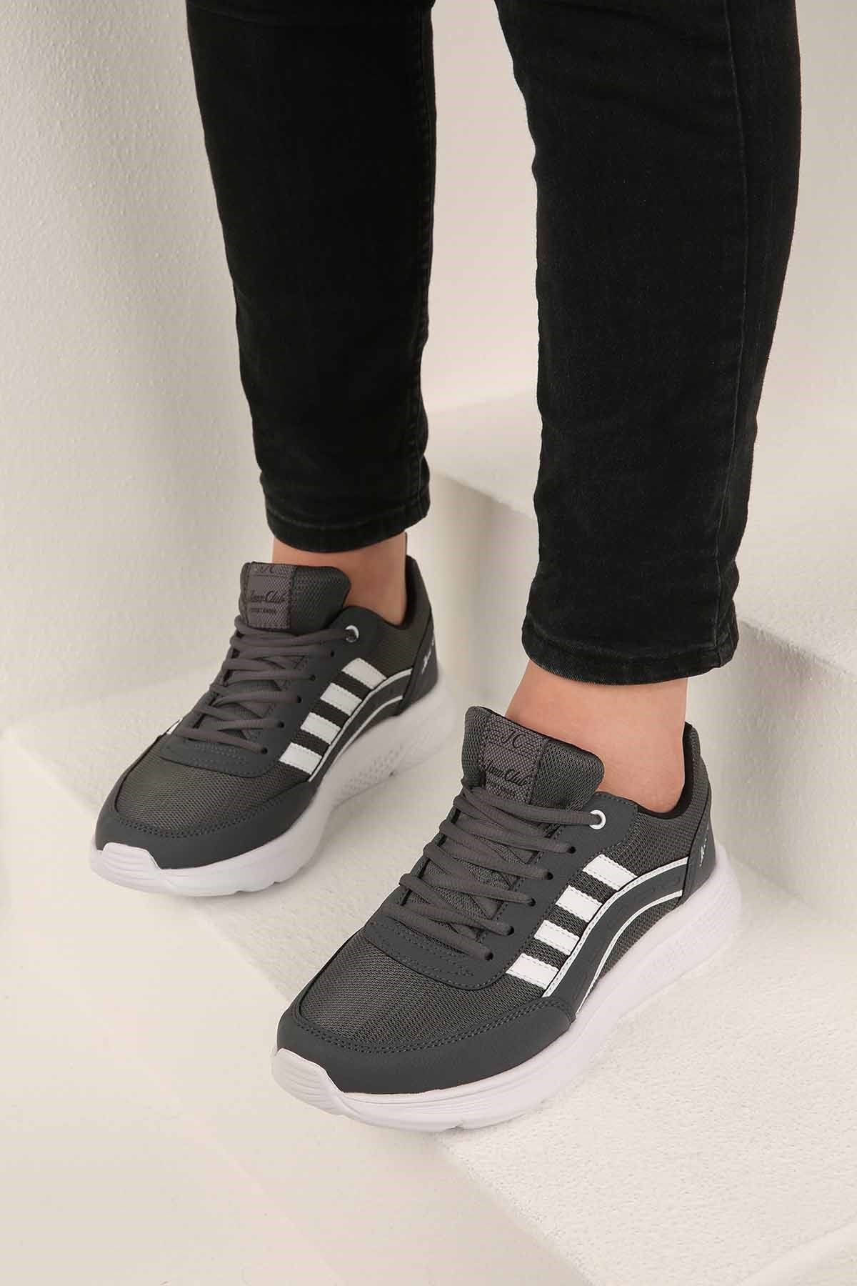 Erkek 4 Bantlı Anorak Spor Ayakkabı FÜME BEYAZ