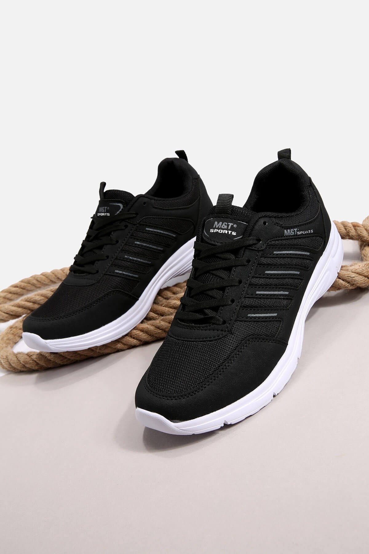 Erkek 4 Bantlı Anorak Spor Ayakkabı SİYAH BEYAZ