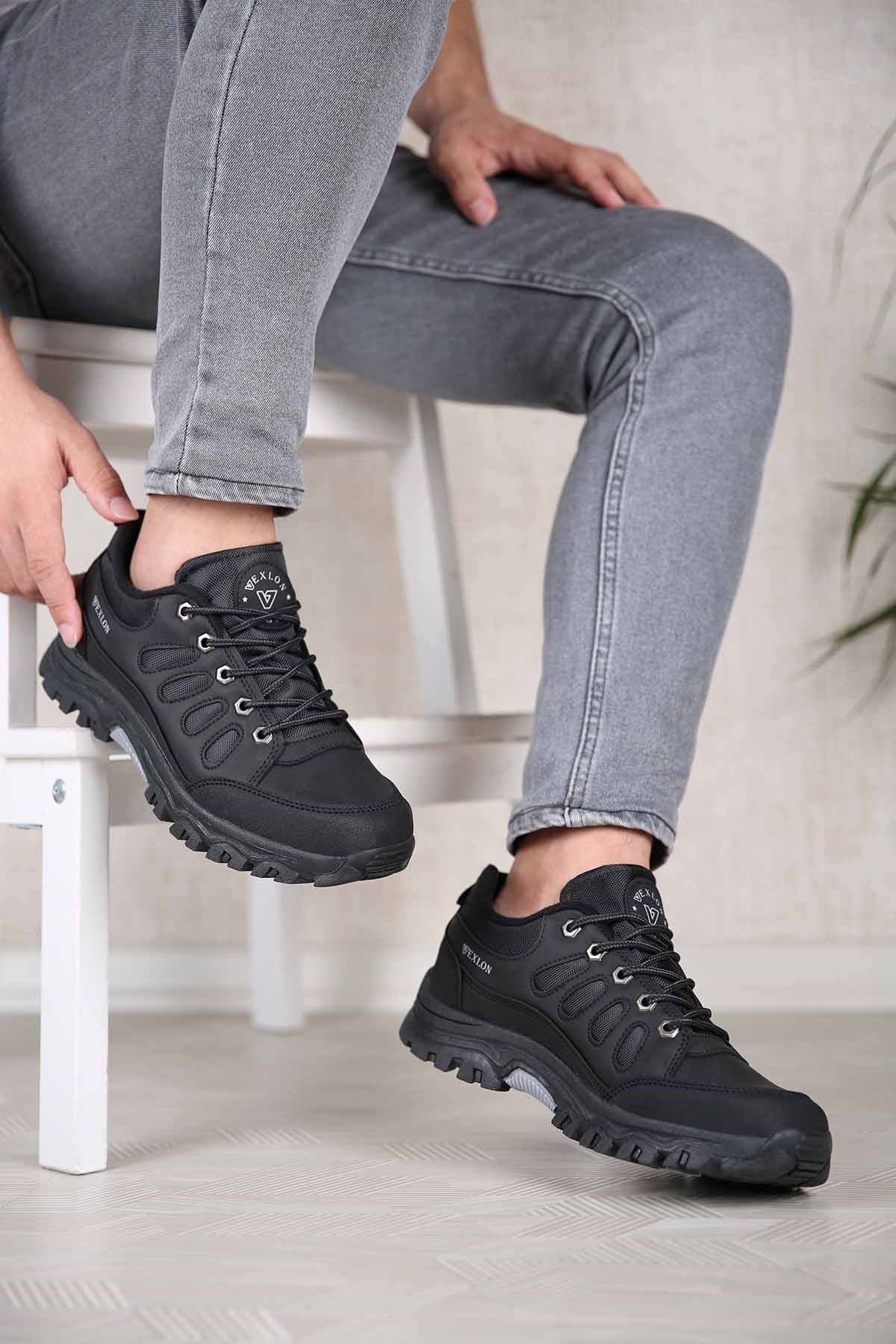 Erkek 4 Bantlı Trekking Spor Ayakkabı SİYAH SİYAH