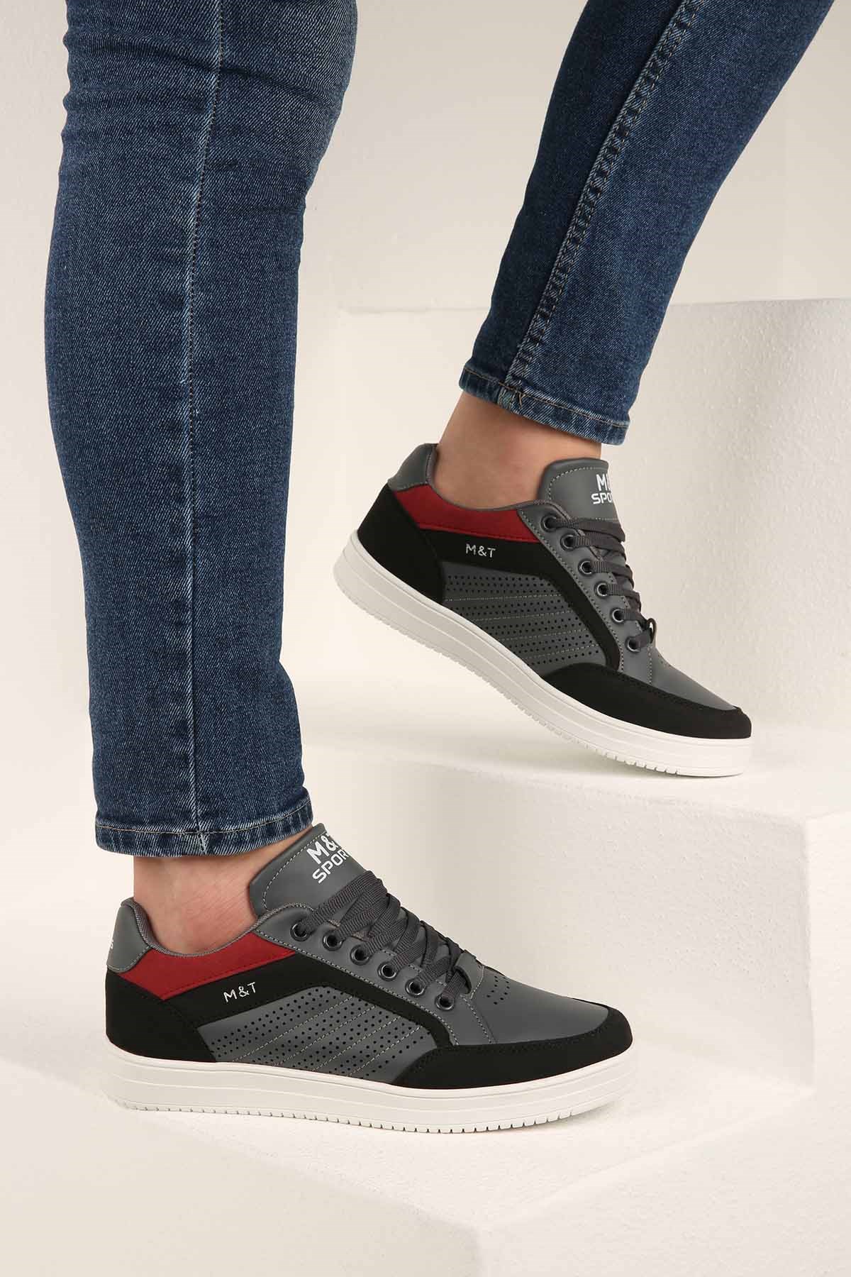 Erkek Bağcıklı Spor Ayakkabı FÜME BEYAZ