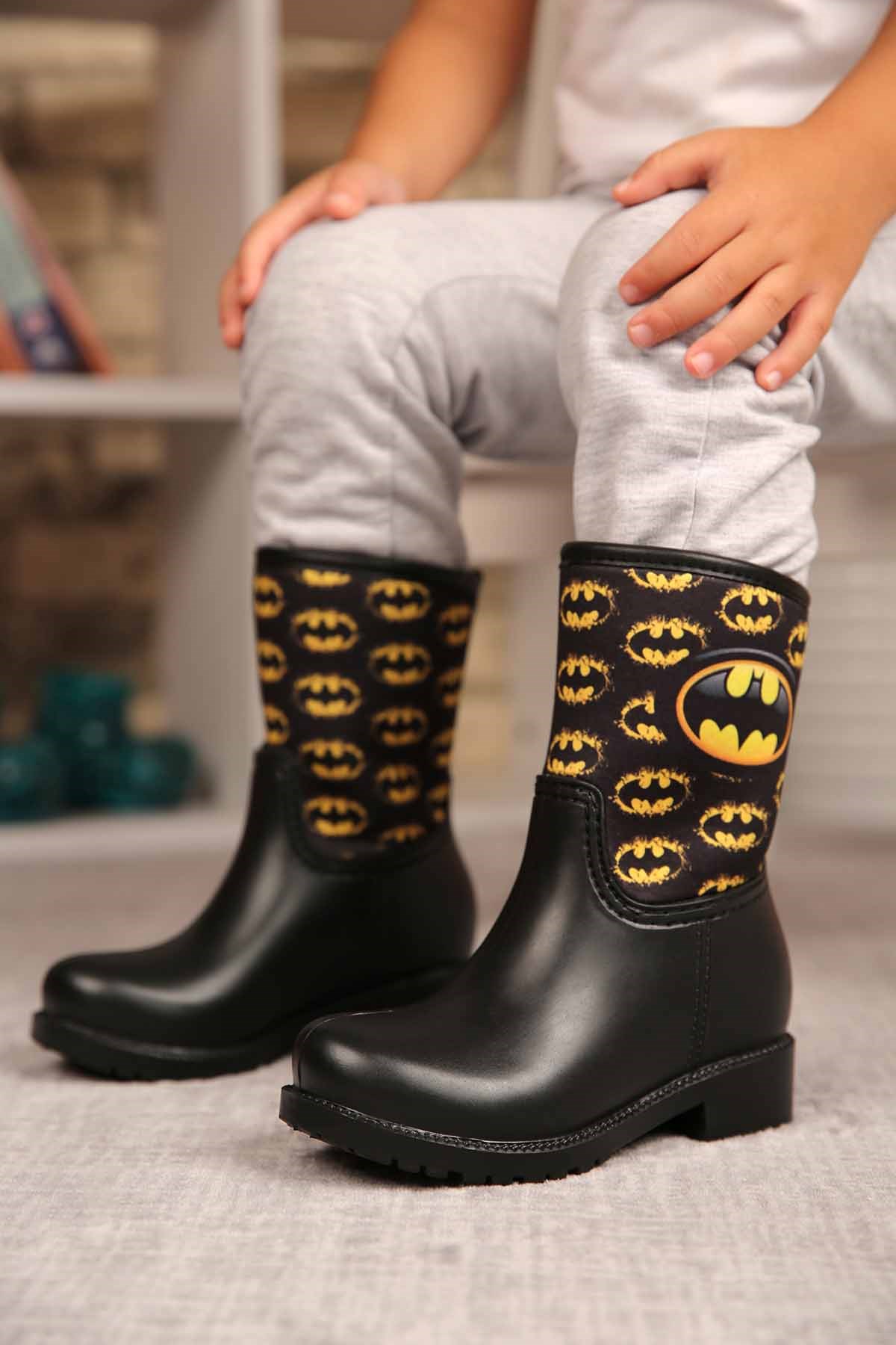 Erkek Çocuk Batman Yağmur Botu SİYAH