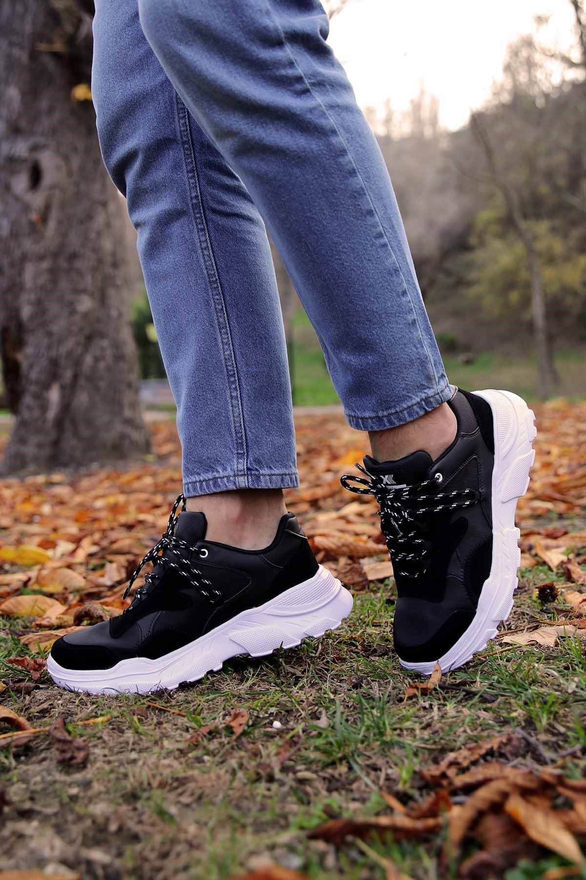Erkek Spor Ayakkabı - R375 SİYAH BEYAZ