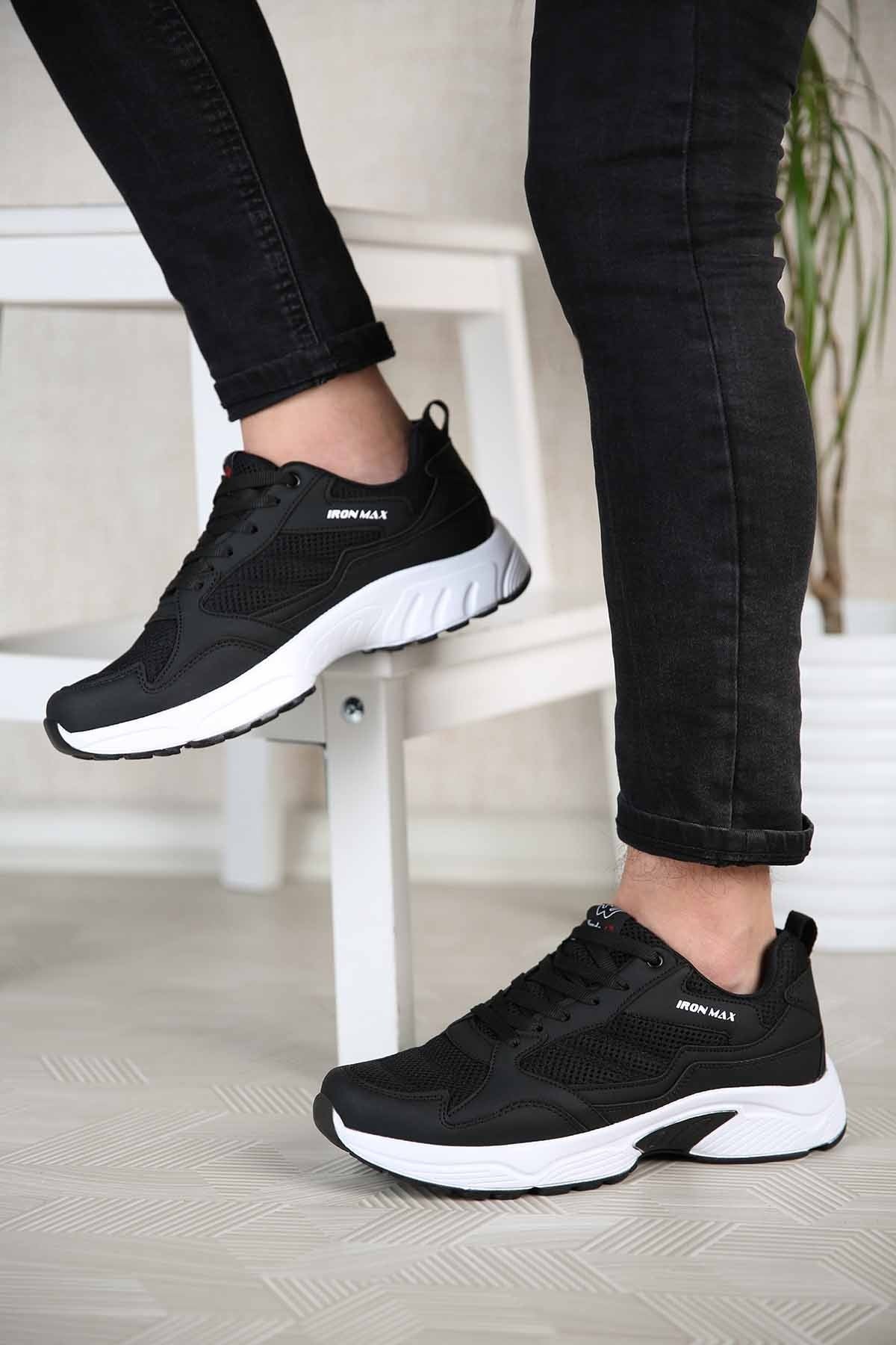 Erkek Spor Ayakkabı SİYAH BEYAZ
