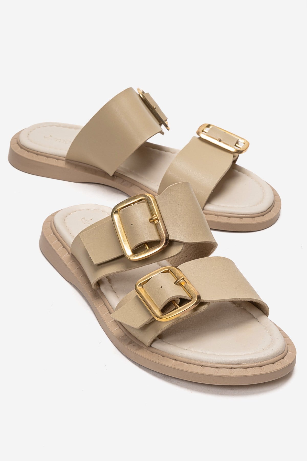 Kadın Çift Tokalı Terlık BEJ