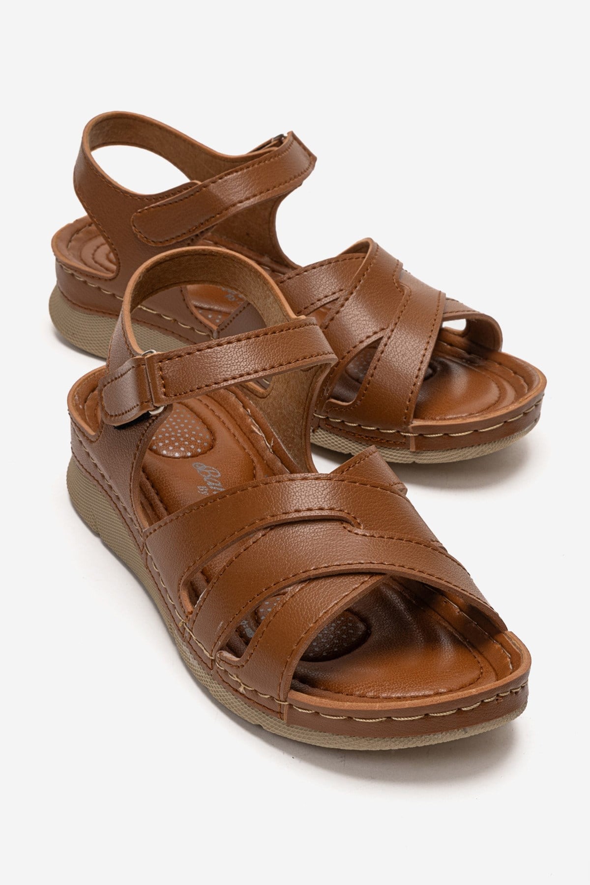 Kadın Cırtlı Sandalet TABA