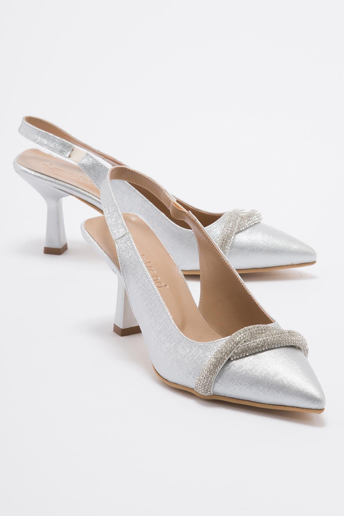 Kadın Sivri Burunlu Stiletto GÜMÜŞ PRADA