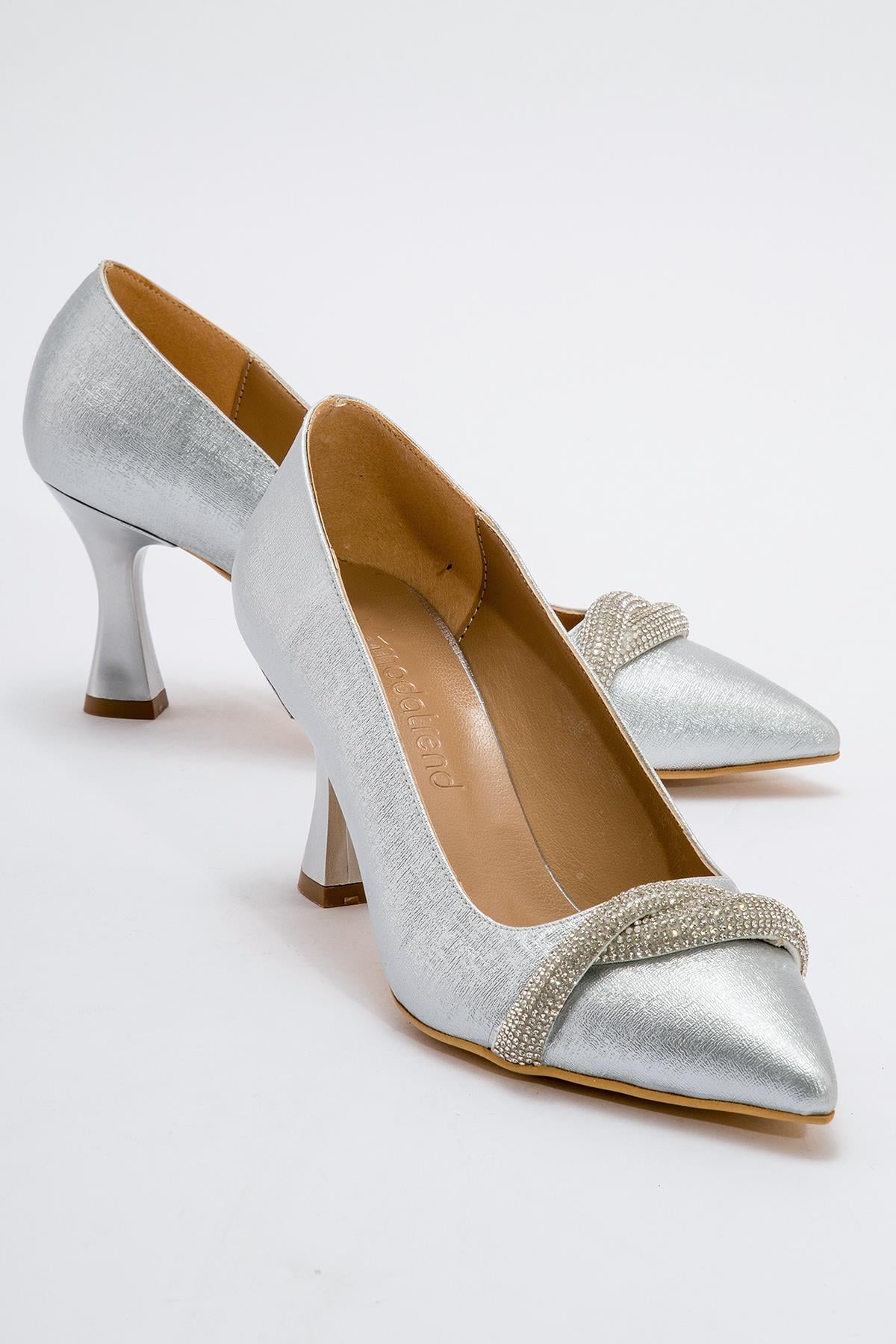 Kadın Sivri Burunlu Stiletto GÜMÜŞ PRADA