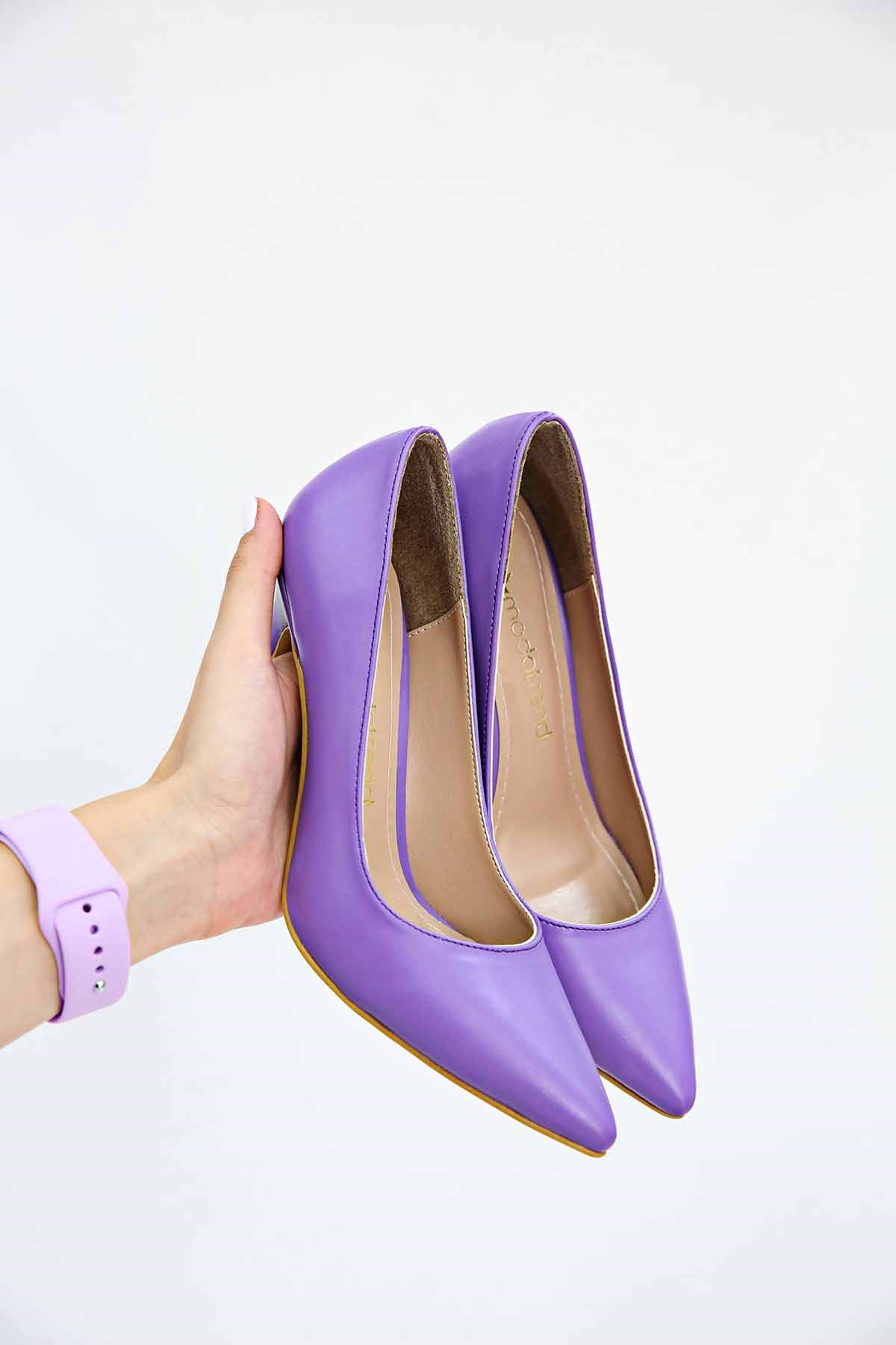 Kadın Sivri Burunlu Stiletto MOR CİLT