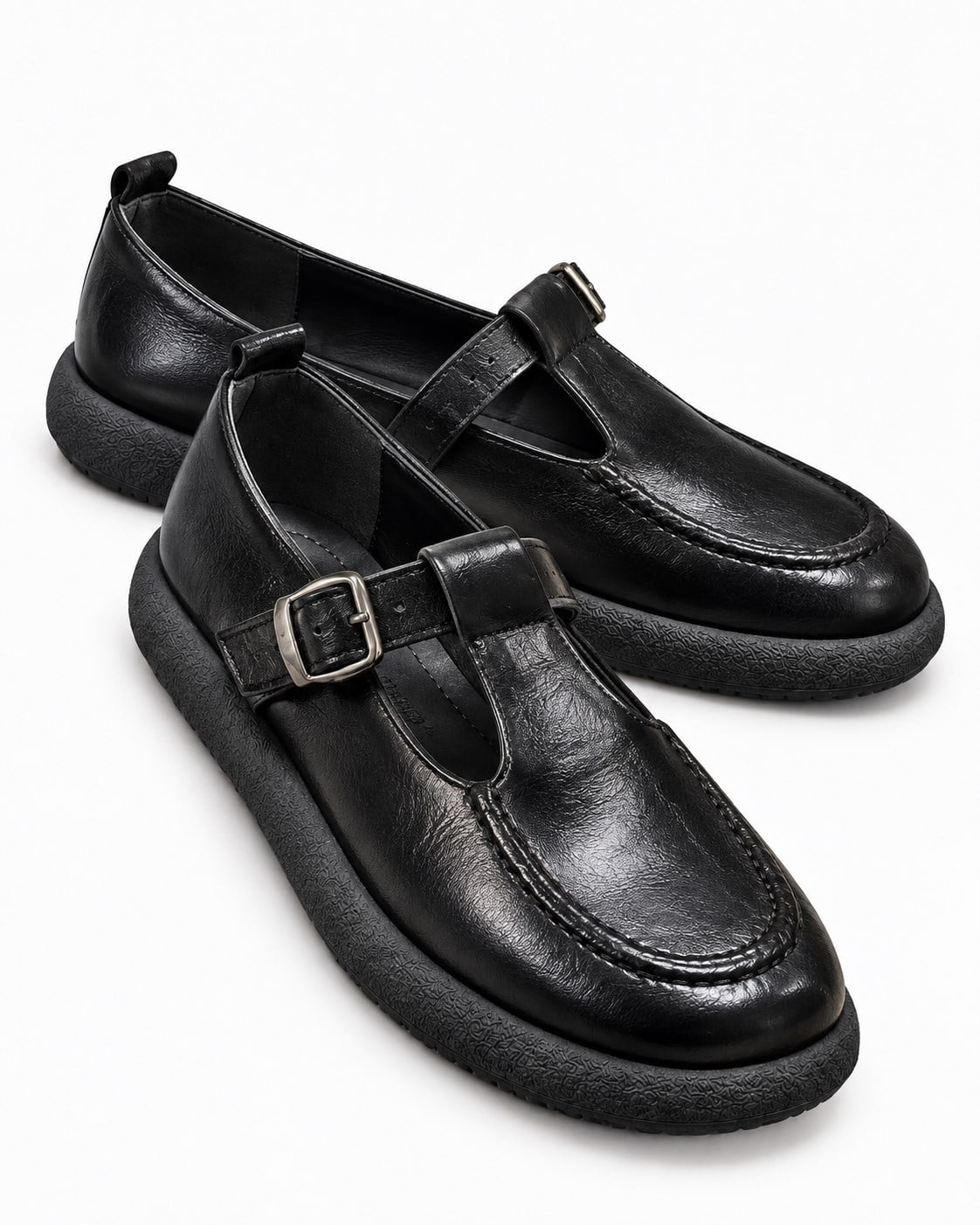 Kadın Tokalı Kemerli Loafer SİYAH KIRIŞIK