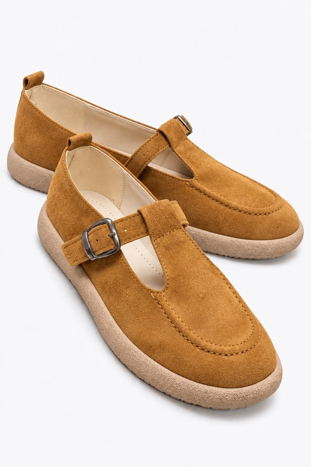Kadın Tokalı Kemerli Loafer TABA SÜET