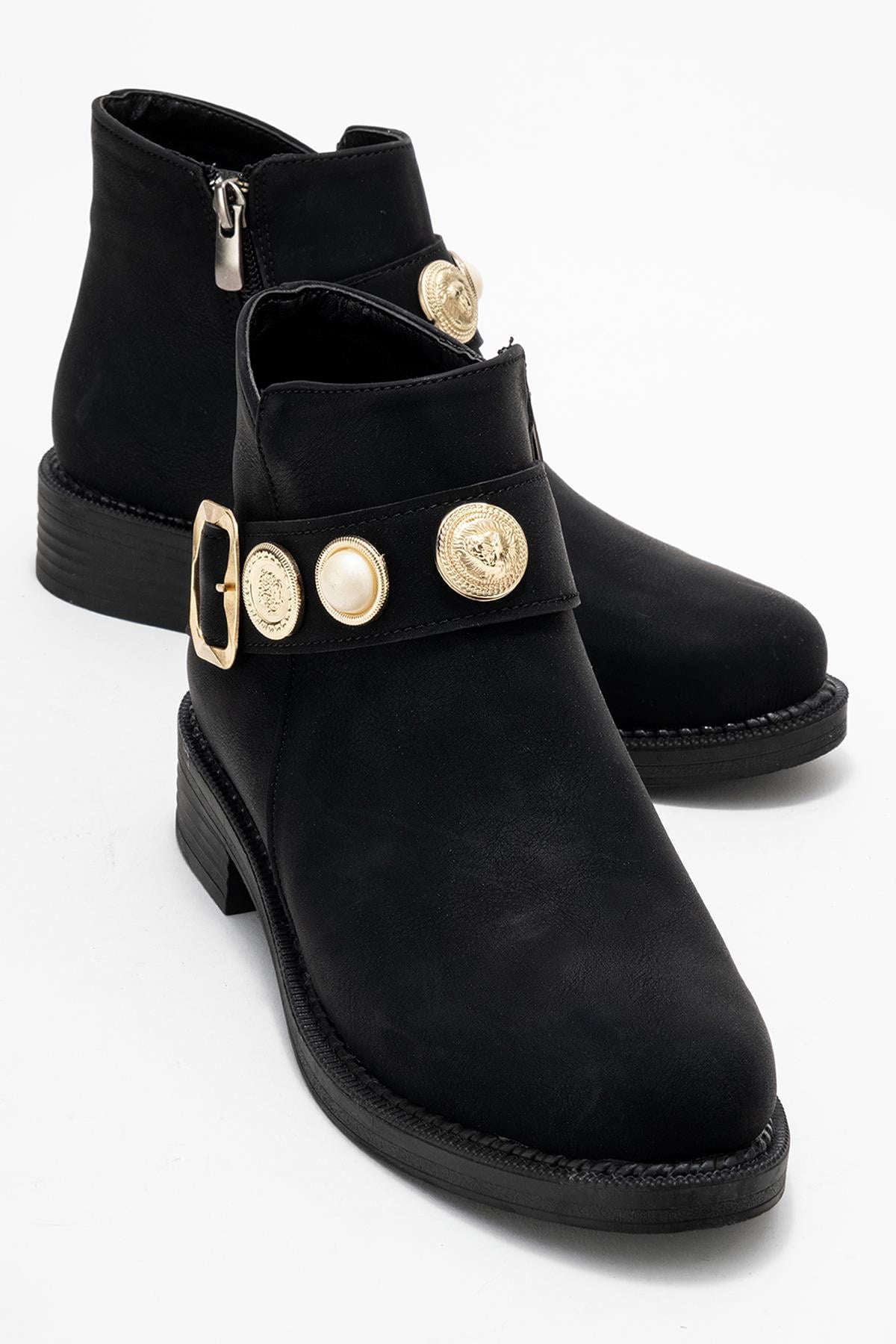 Kadın Topuklu Boğazlı Bot SİYAH ZÜMRÜT