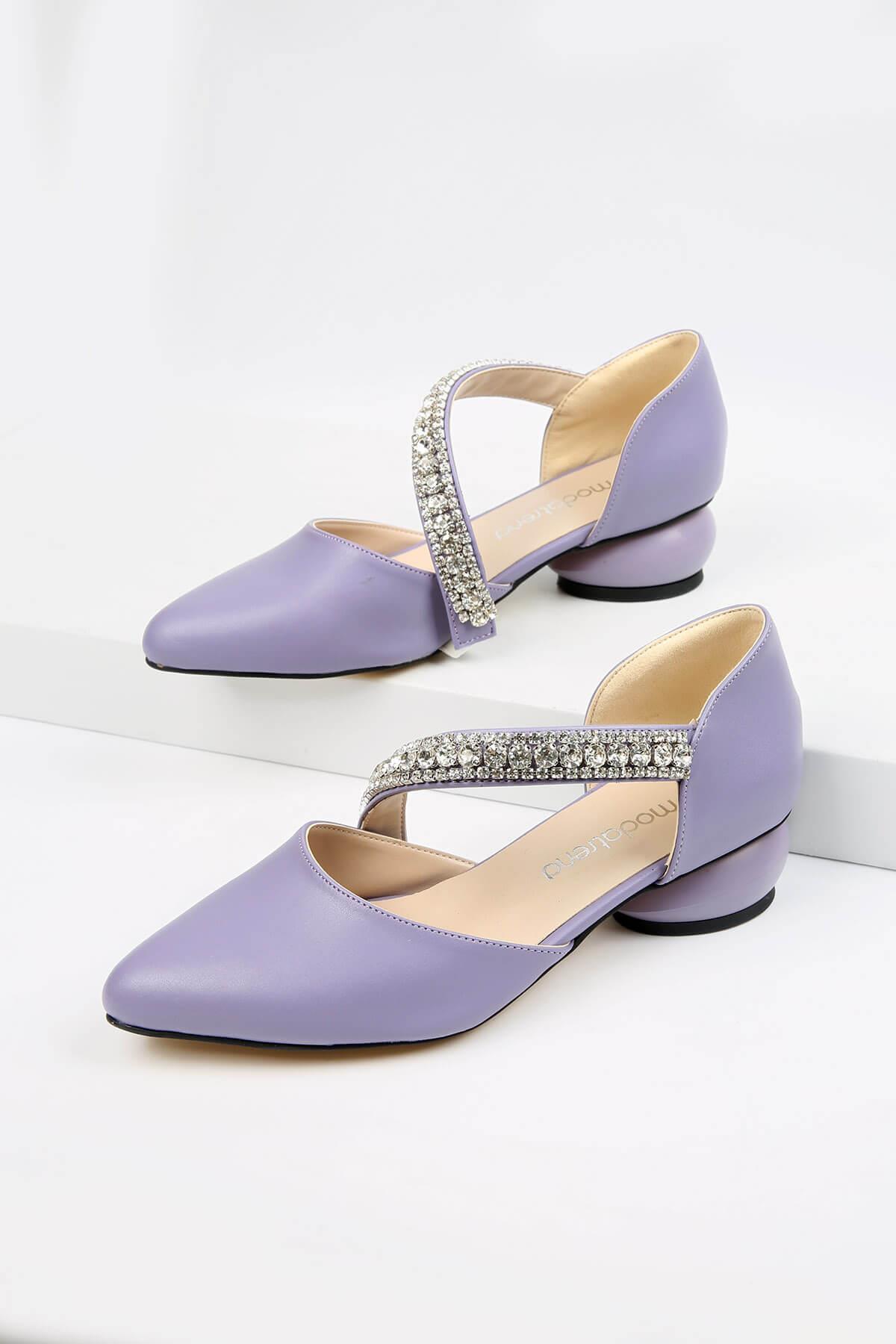Kadın Yumurta Topuklu Günlük Ayakkabı LİLA CİLT