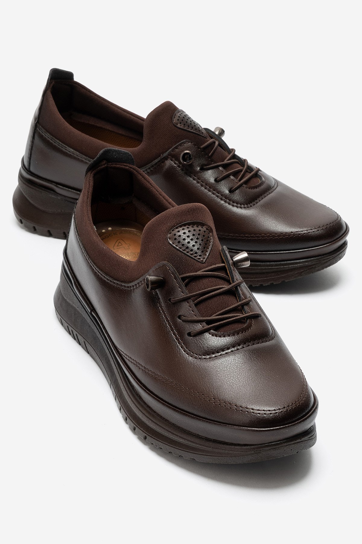 Streçli Lastikli Atom Poli Kadın Günlük Ayakkabı KAHVE CİLT