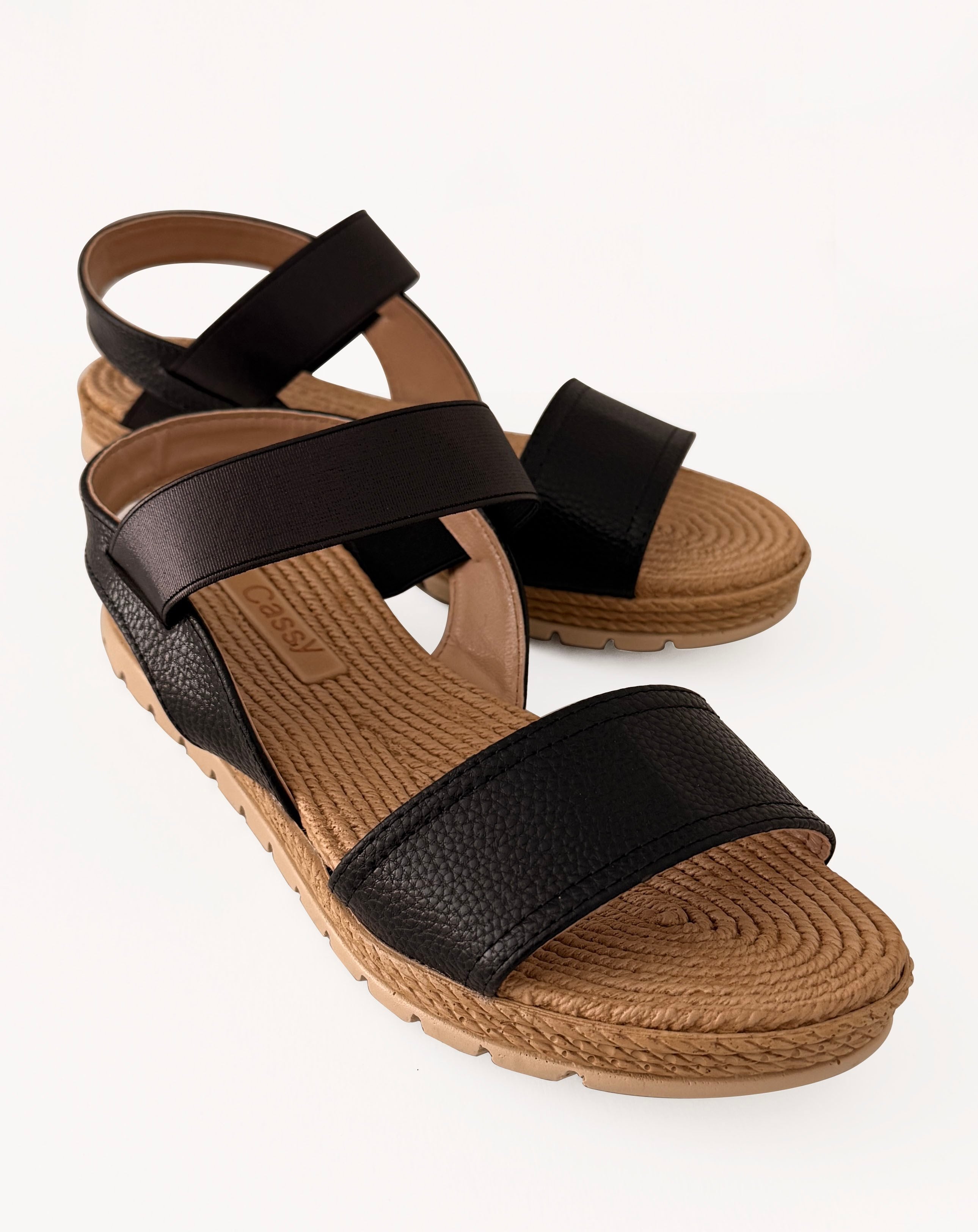 Tek Biyeli Lastikli Hasır Sandalet SİYAH