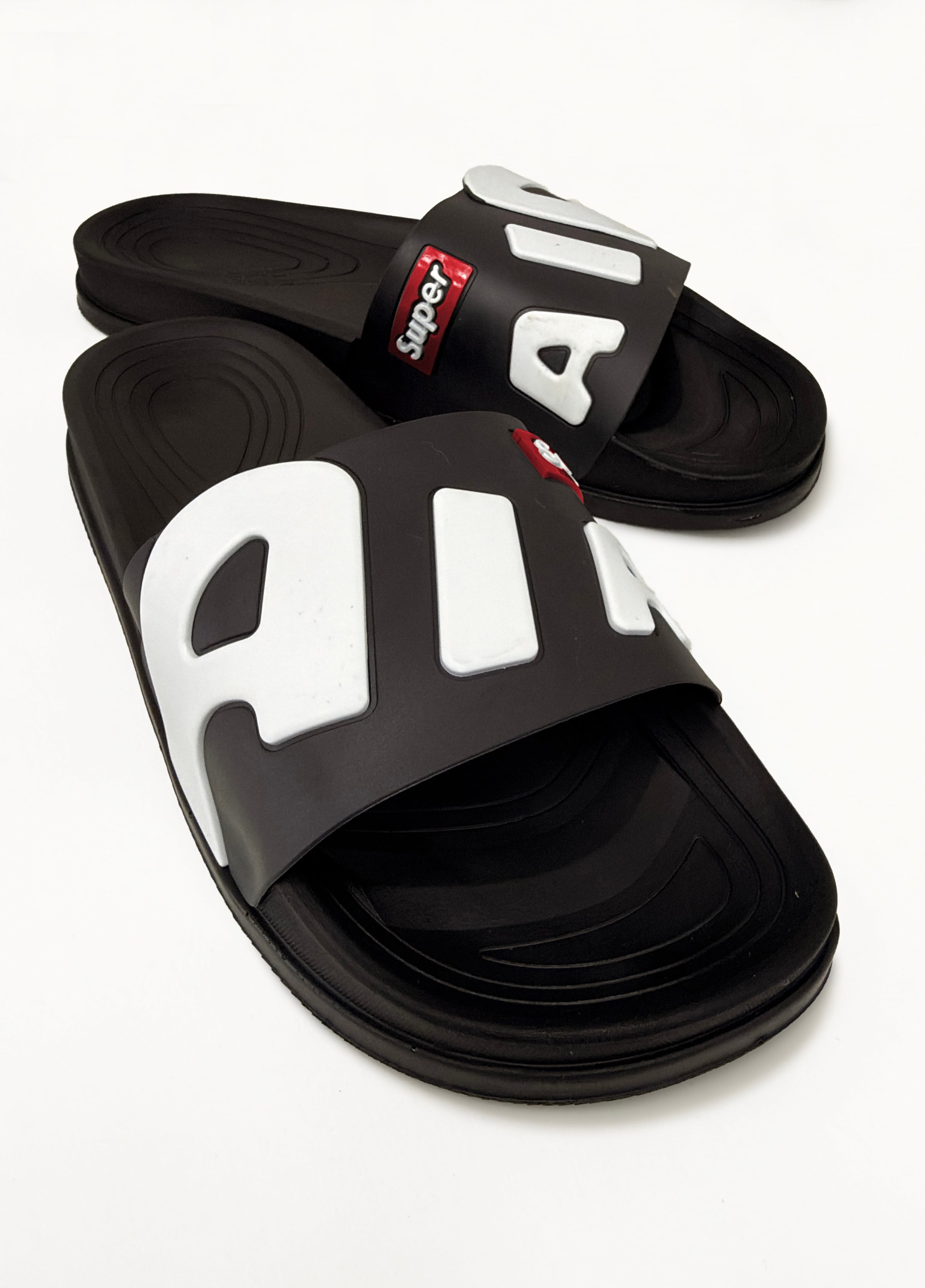 Tek Biyeli  Yazılı Erkek Terlik AIR SİYAH BEYAZ KIRMIZI