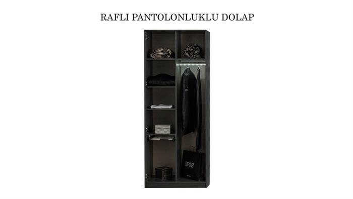 Bronze Antrasit Raflı 2 Kapılı Dolap