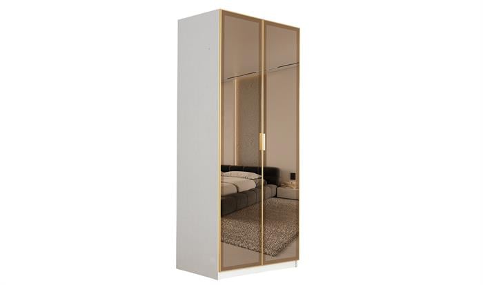 Bronze Aytaşı Pantolonluklu 2 Kapılı Dolap