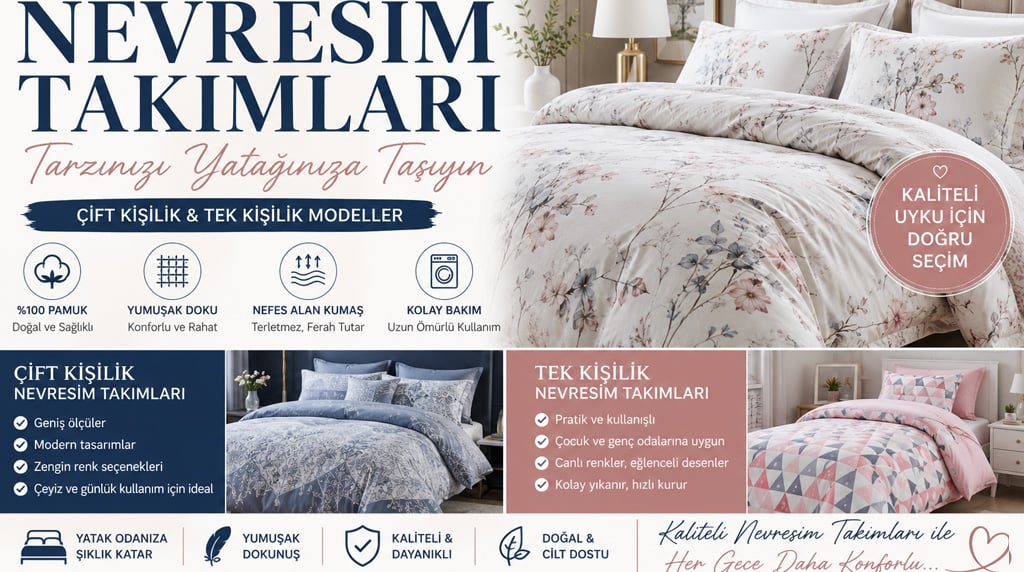 Çift kişilik ve tek kişilik kaliteli nevresim takımı modelleri