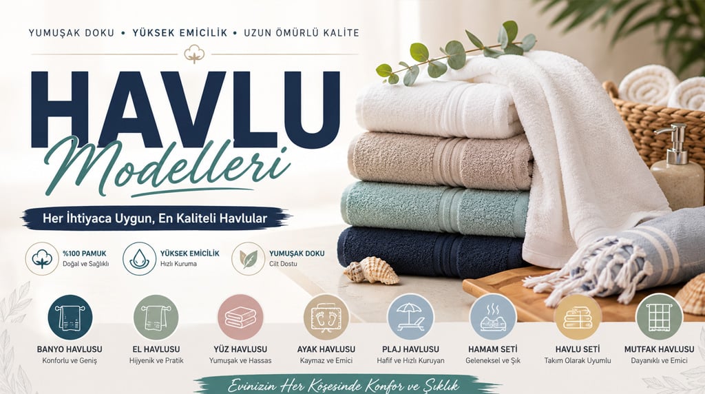 Kaliteli havlu modelleri | Banyo, el, yüz, plaj ve mutfak havluları