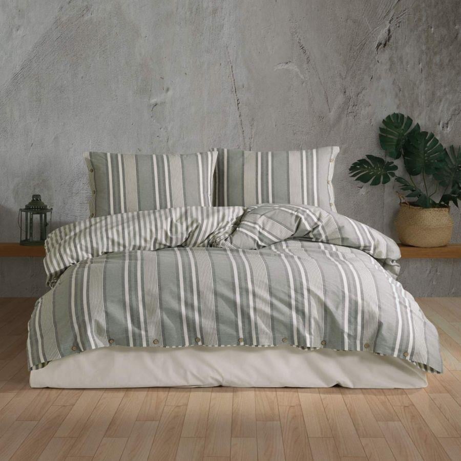 ND Butik Native Serisi Çift Kişilik Nevresim Takımı Dokya v1 Yeşil