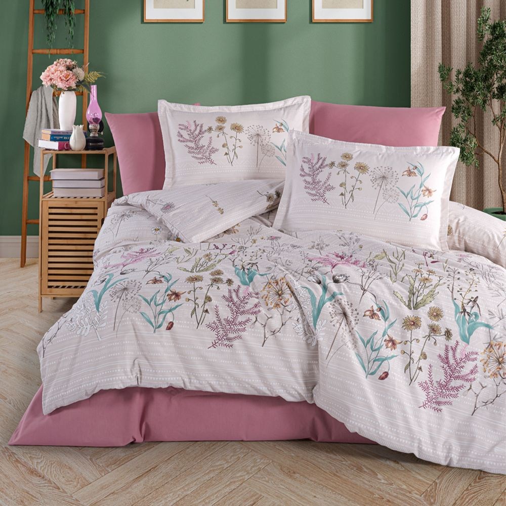 ND Ranforce Nevresim Takımı Çift Kişilik Bahari V1 Pembe