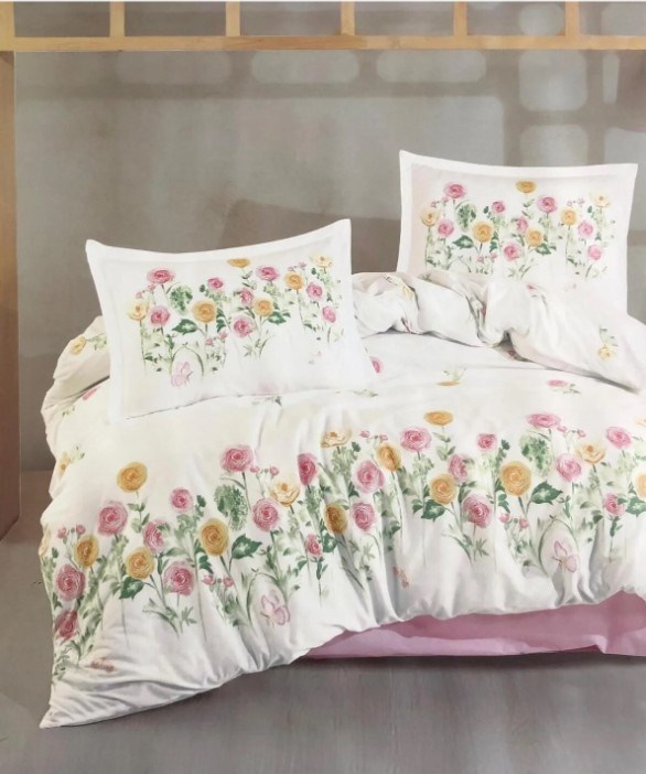 Clasy Ranforce Nevresim Takımı Çift Kişilik Roselin V1 Pembe