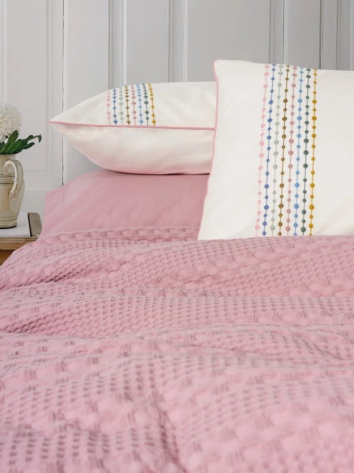 ND Aura Çift Kişilik Pike Takımı Pebble Pembe