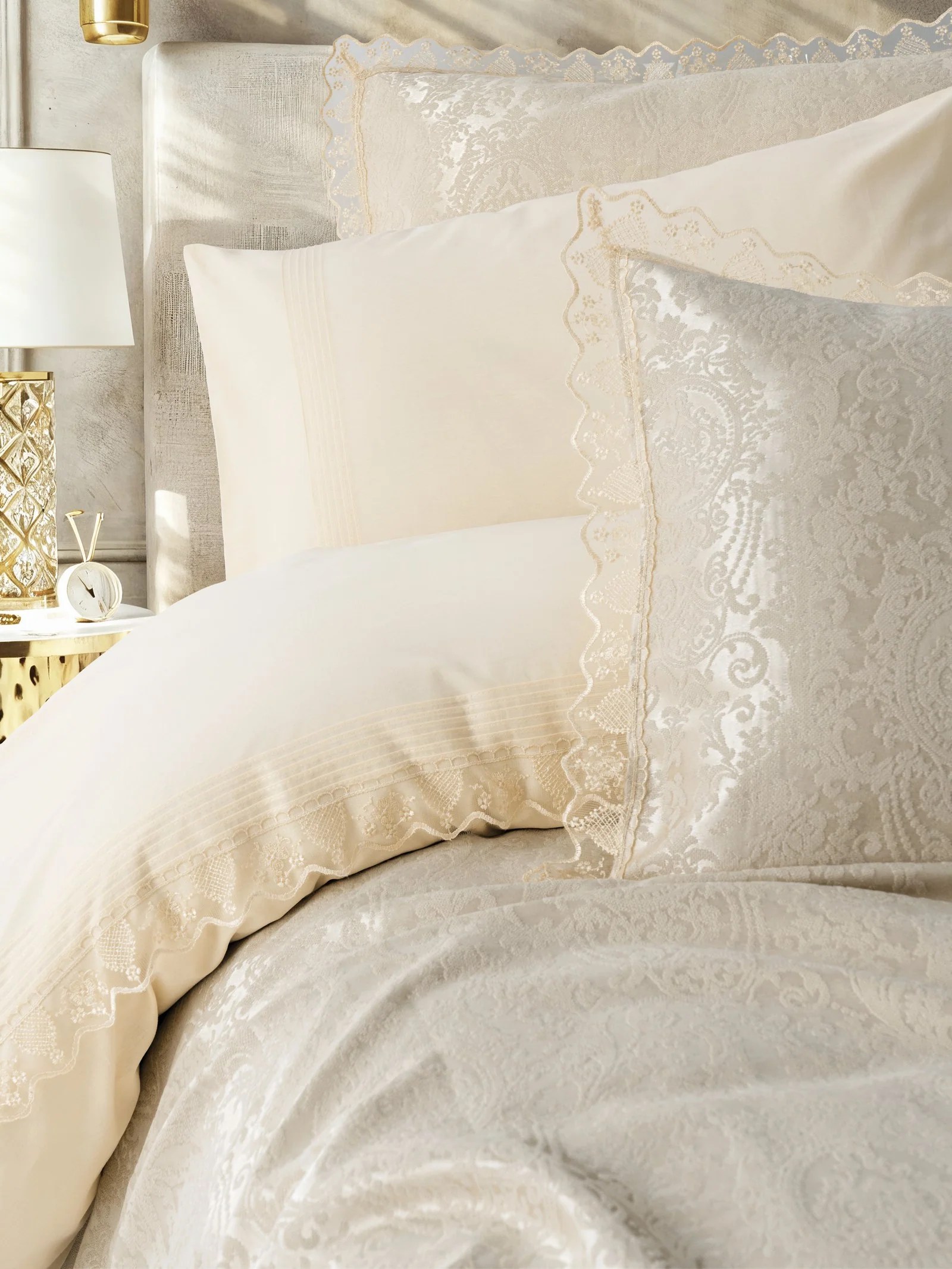 ND Chi Chi Çift Kişilik Pikeli Nevresim Takımı Velora Cappuccino