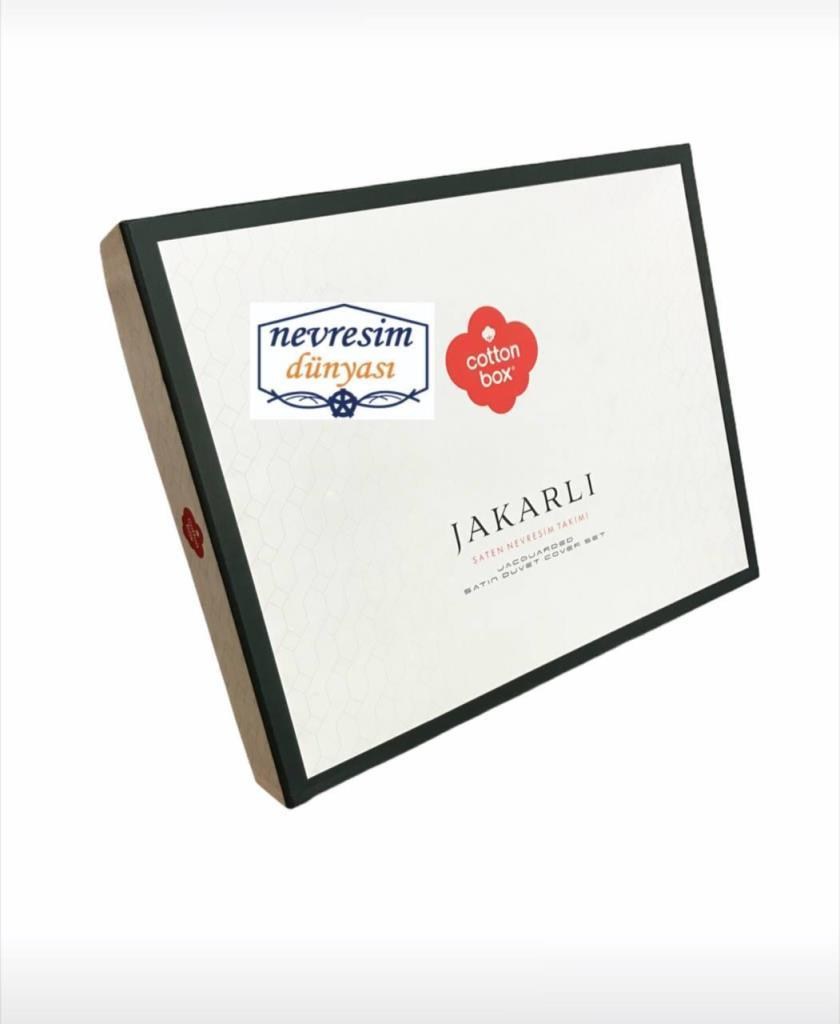 Cotton Box Çift Kişilik Jakarlı Saten Nevresim Takımı Leaf Buz Mavisi