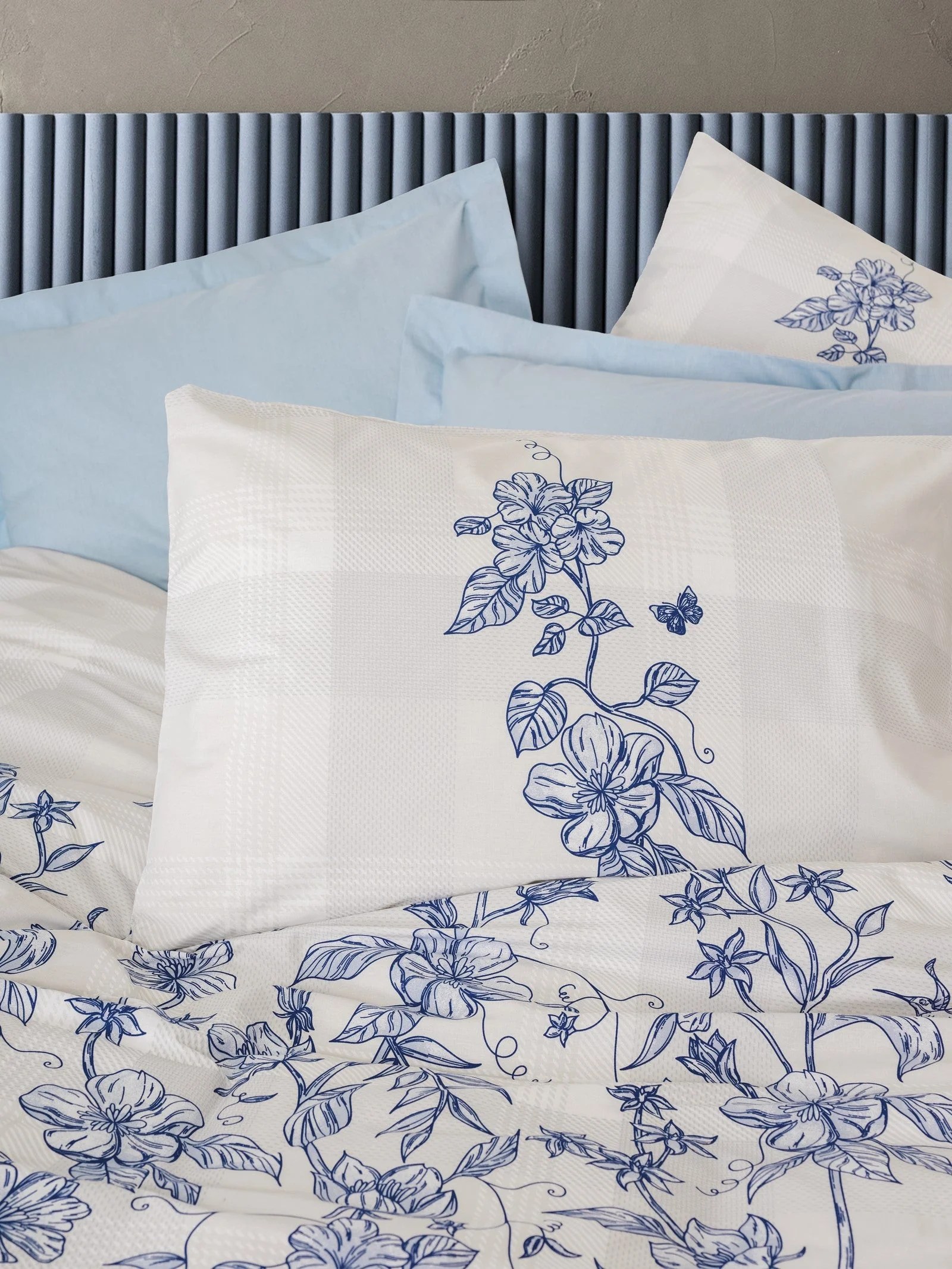 ND Çift Kişilik Nevresim Takımı Linora Mavi