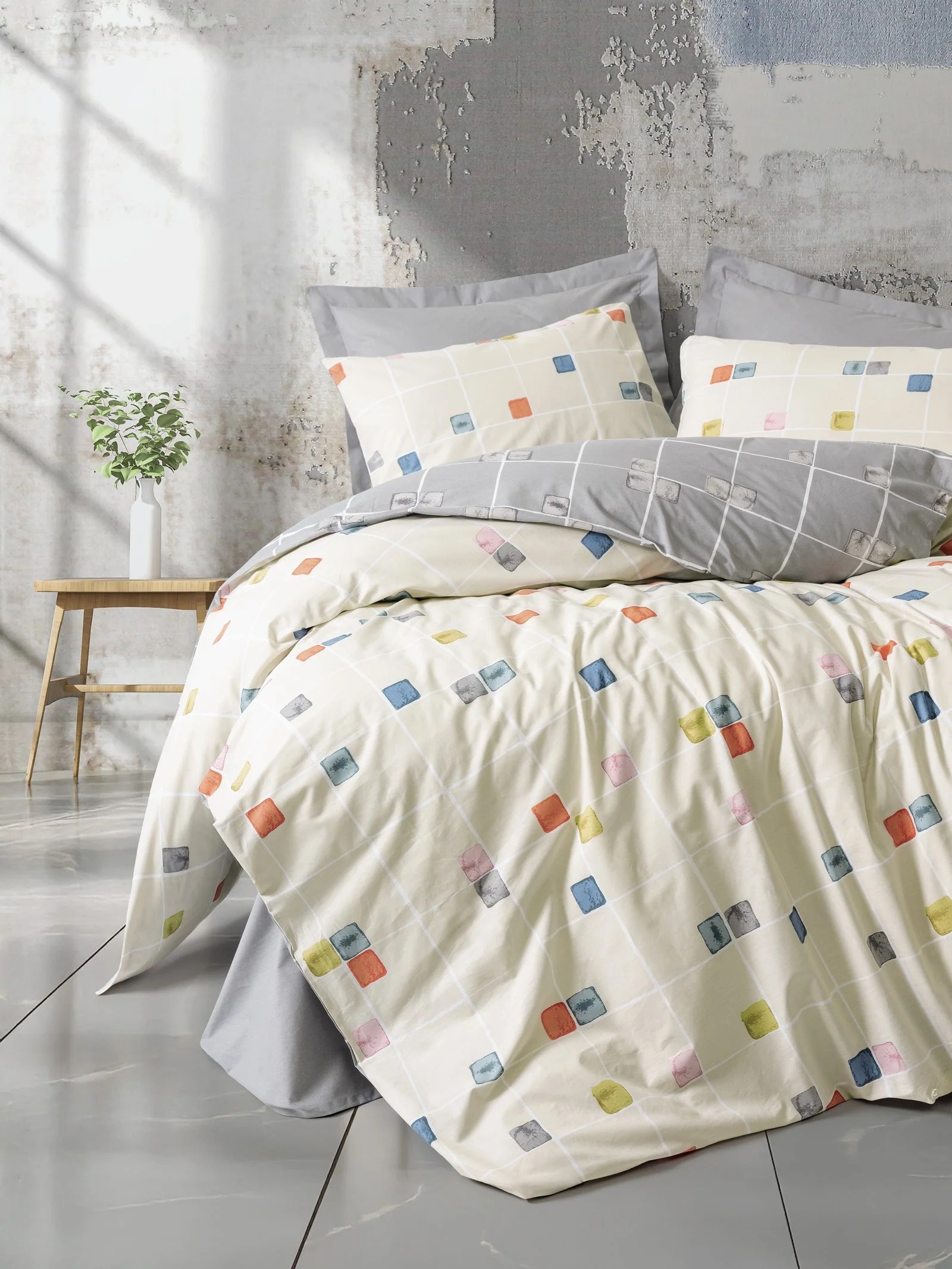 Cotton Box Çift Kişilik Nevresim Takımı Minimal Evo Gri