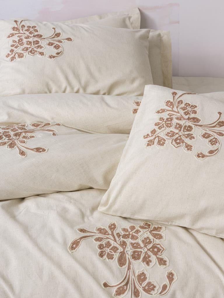 ND Cotton Keten Çift Kişilik Nevresim Takımı Kaneli