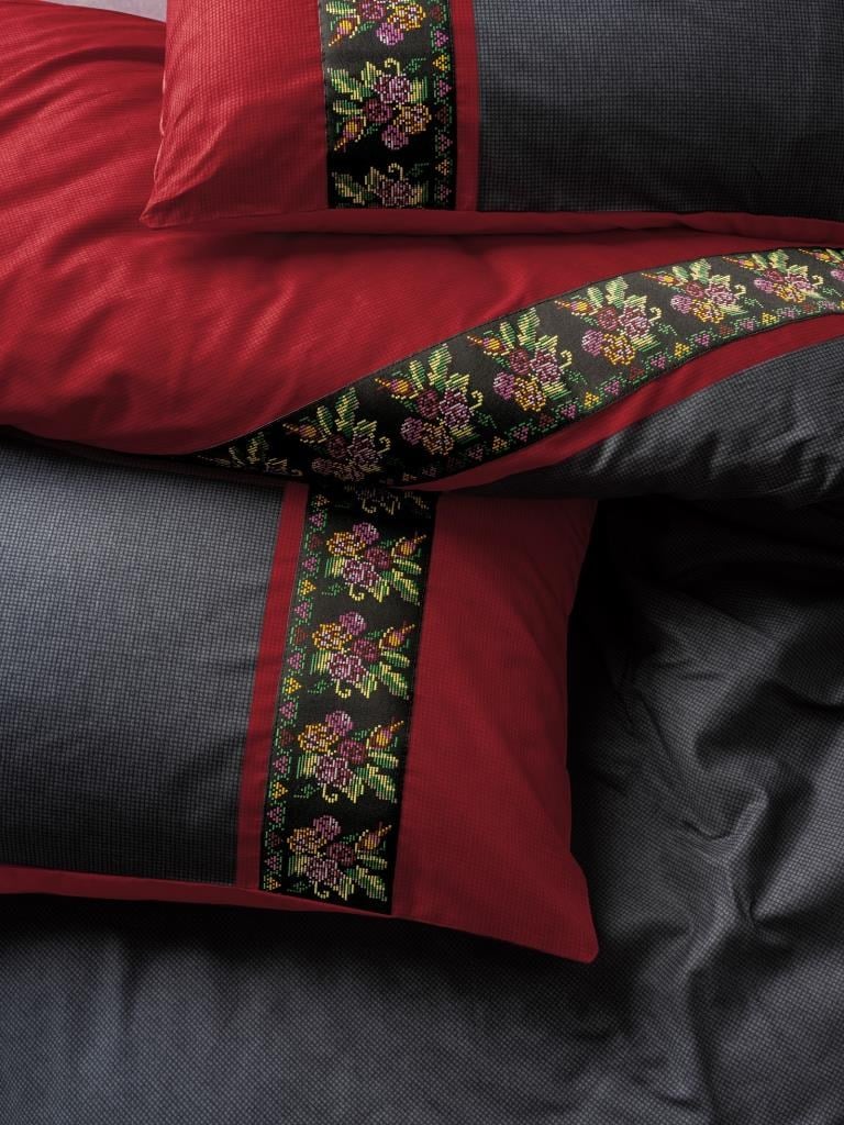 ND Folk Art Çift Kişilik Nevresim Takımı Lienzo Antrasit