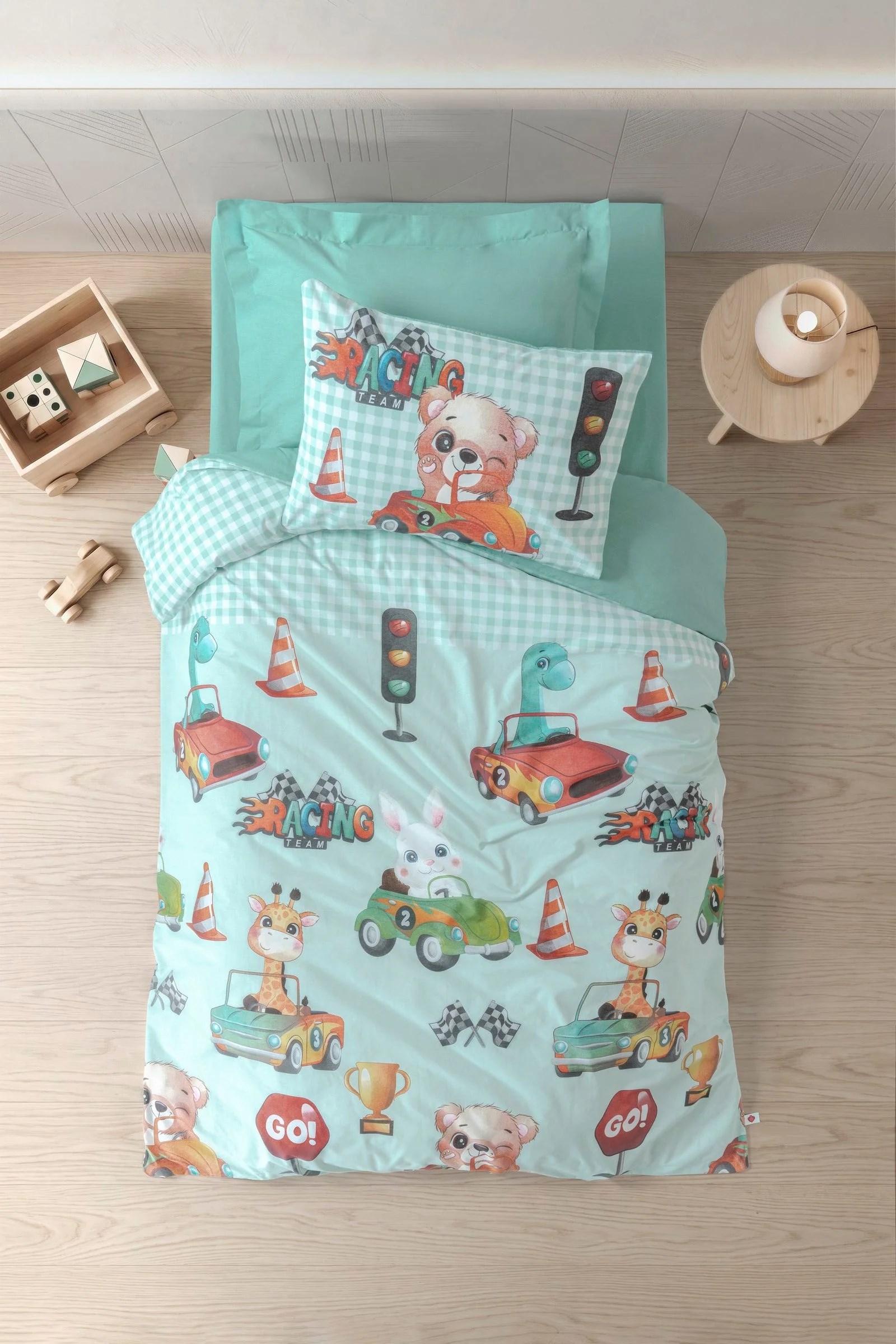 Cotton Box Genç Ranforce Nevresim Takımı Tek Kişilik Vroom Mint