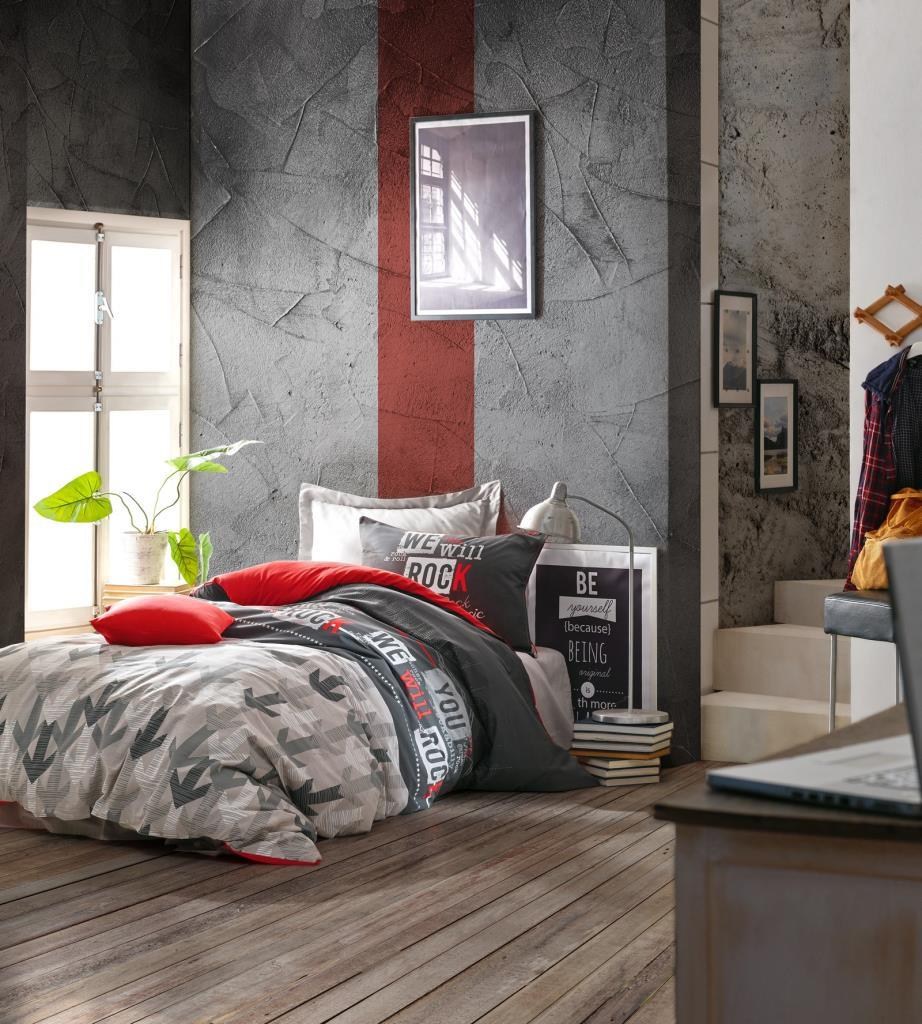 ND Genç Ranforce Nevresim Takımı Tek Kişilik Rock Kırmızı