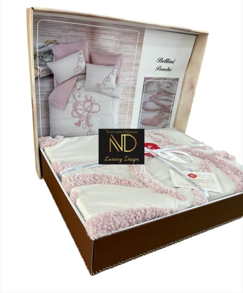 ND Puff Nakışlı Ranforce Çift Kişilik Anneler Günü Nevresim Takımı Bellini Pembe