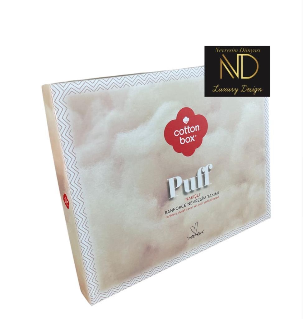 ND Puff Nakışlı Ranforce Çift Kişilik Nevresim Takımı Mirely Siyah Kiremit