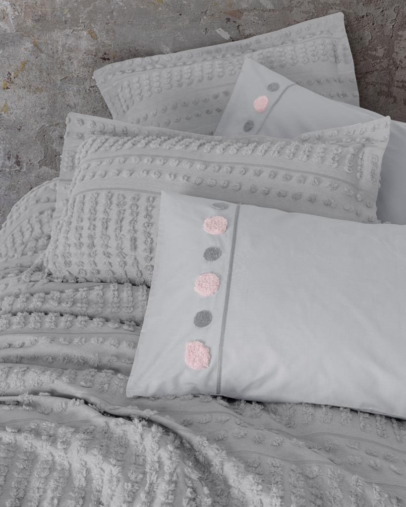 ND Ranforce Çift Kişilik Yatak Örtülü Nevresim Takımı Limi Siva Gri