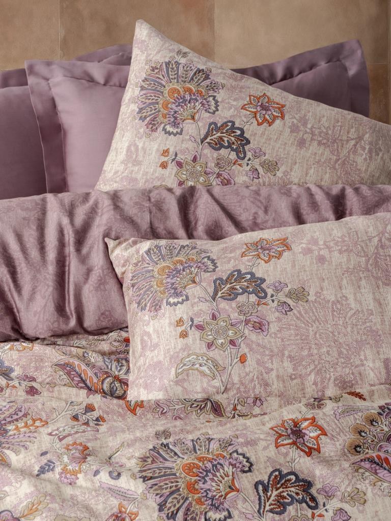 ND Saten Çift Kişilik Nevresim Takımı Majolica Mürdüm
