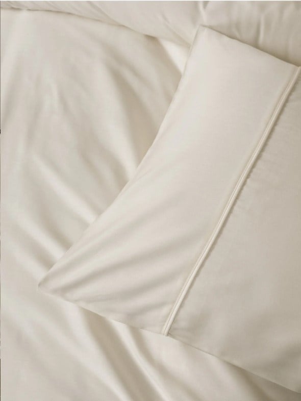 ND Silky Saten İpek King Size Nevresim Takımı Ekru