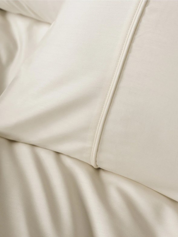 ND Silky Saten İpek King Size Nevresim Takımı Ekru