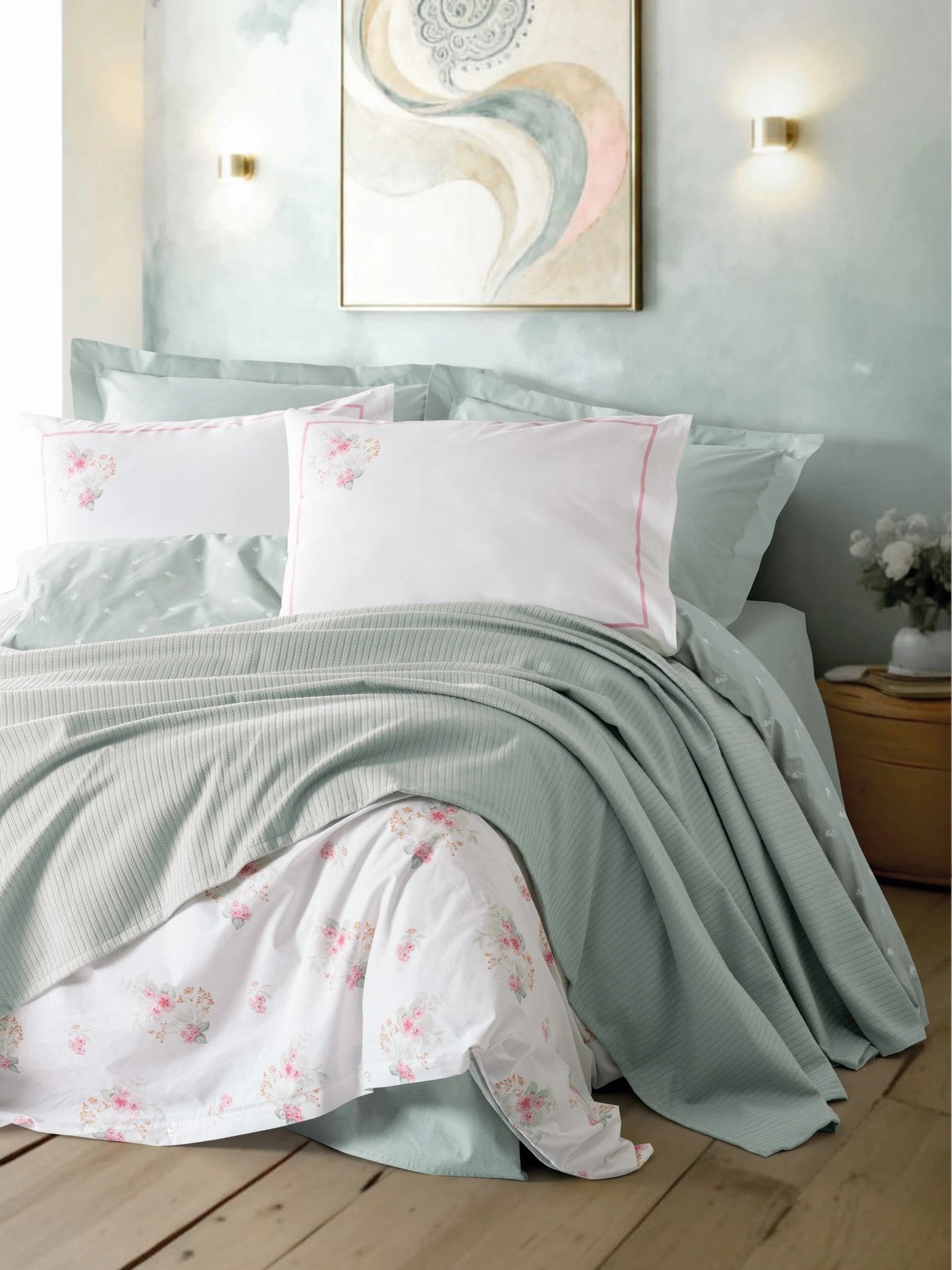 ND Vivid Çift Kişilik Pikeli Nevresim Takımı Minty Mint