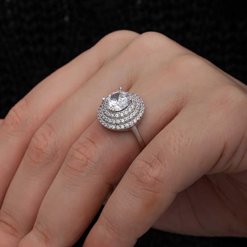 Hk Gümüş Kadın Yüzük 3 Sıra Taşlı Anturaj |Gümüş Takı Hediyelik Ürünler