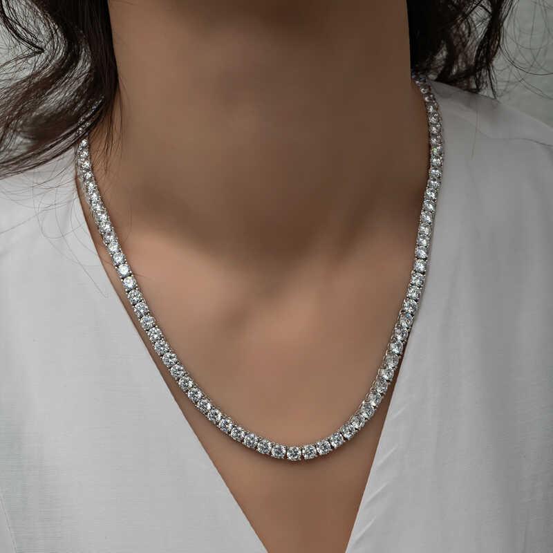 Hk Gümüş Kadın Kolye 4 mm Beyaz Taşlı Su Yolu |Gümüş Takı Hediyelik Ürünler