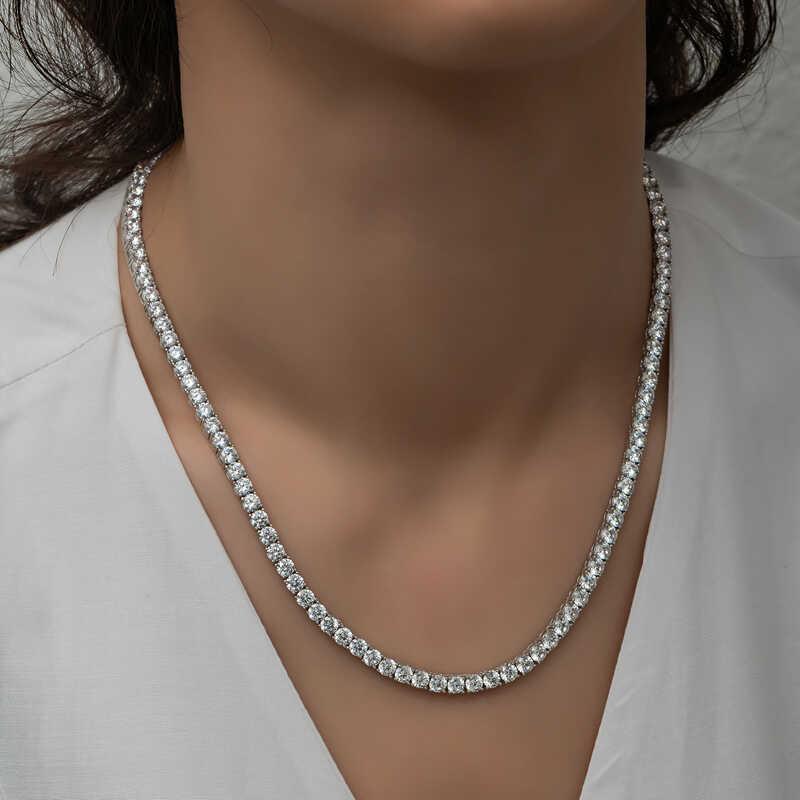 Hk Gümüş Kadın Kolye 4 mm Beyaz Taşlı Su Yolu |Gümüş Takı Hediyelik Ürünler